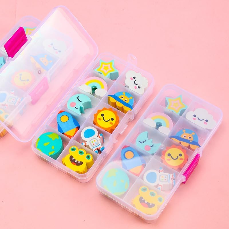 Wolpark 30 PCS Pencil Top Erasers for Kids Bulk Cute Space Rocket Earth Eraser Caps Alien Pencil Eraser Tops for Kids Erasers Toppers for School Party Favors Back to School Supplies - Image 2